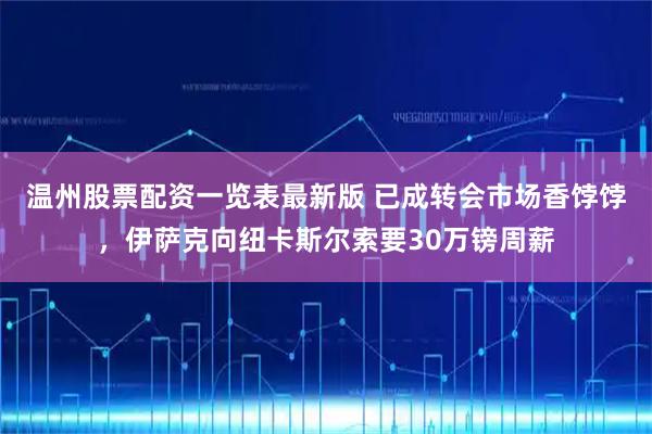 温州股票配资一览表最新版 已成转会市场香饽饽，伊萨克向纽卡斯尔索要30万镑周薪